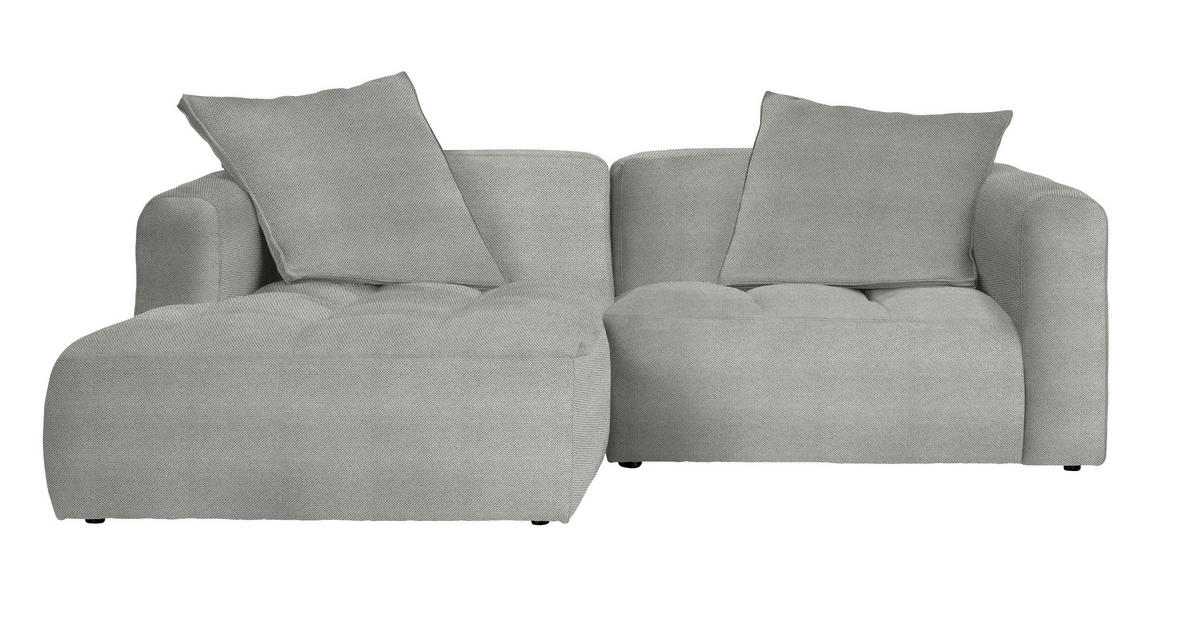 ECKSOFA in Webstoff Grau, Hellgrau  - Hellgrau/Schwarz, Modern, Kunststoff/Textil (173/240cm) - Stylife