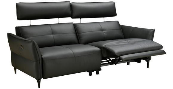 2-SITZER-SOFA  in Echtleder Schwarz   - Schwarz, Design, Leder/Metall (191/98/101cm) - Novel
