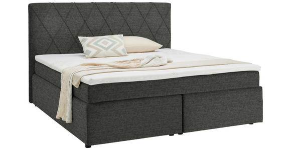 BOXSPRINGBETT 180/200 cm  in Graubraun  - Graubraun/Schwarz, Design, Kunststoff/Textil (180/200cm) - Xora