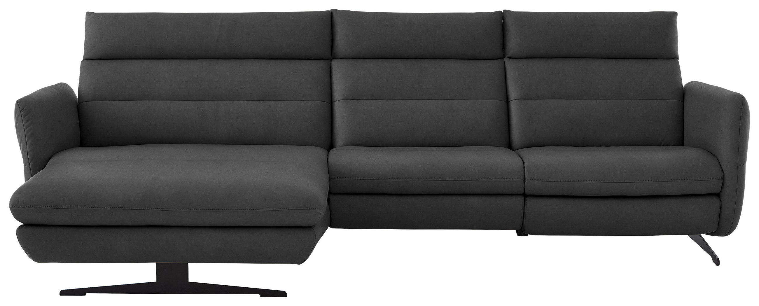 ECKSOFA in Echtleder Anthrazit  - Anthrazit/Schwarz, Design, Leder/Metall (169/298cm) - Dieter Knoll