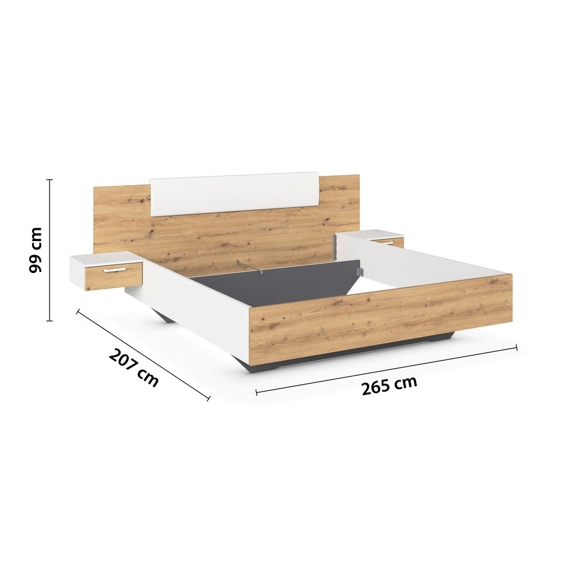 BETTANLAGE 180/200 cm  in Weiß, Eiche Artisan  - Weiß/Eiche Artisan, MODERN, Holzwerkstoff (180/200cm) - Rauch Möbel