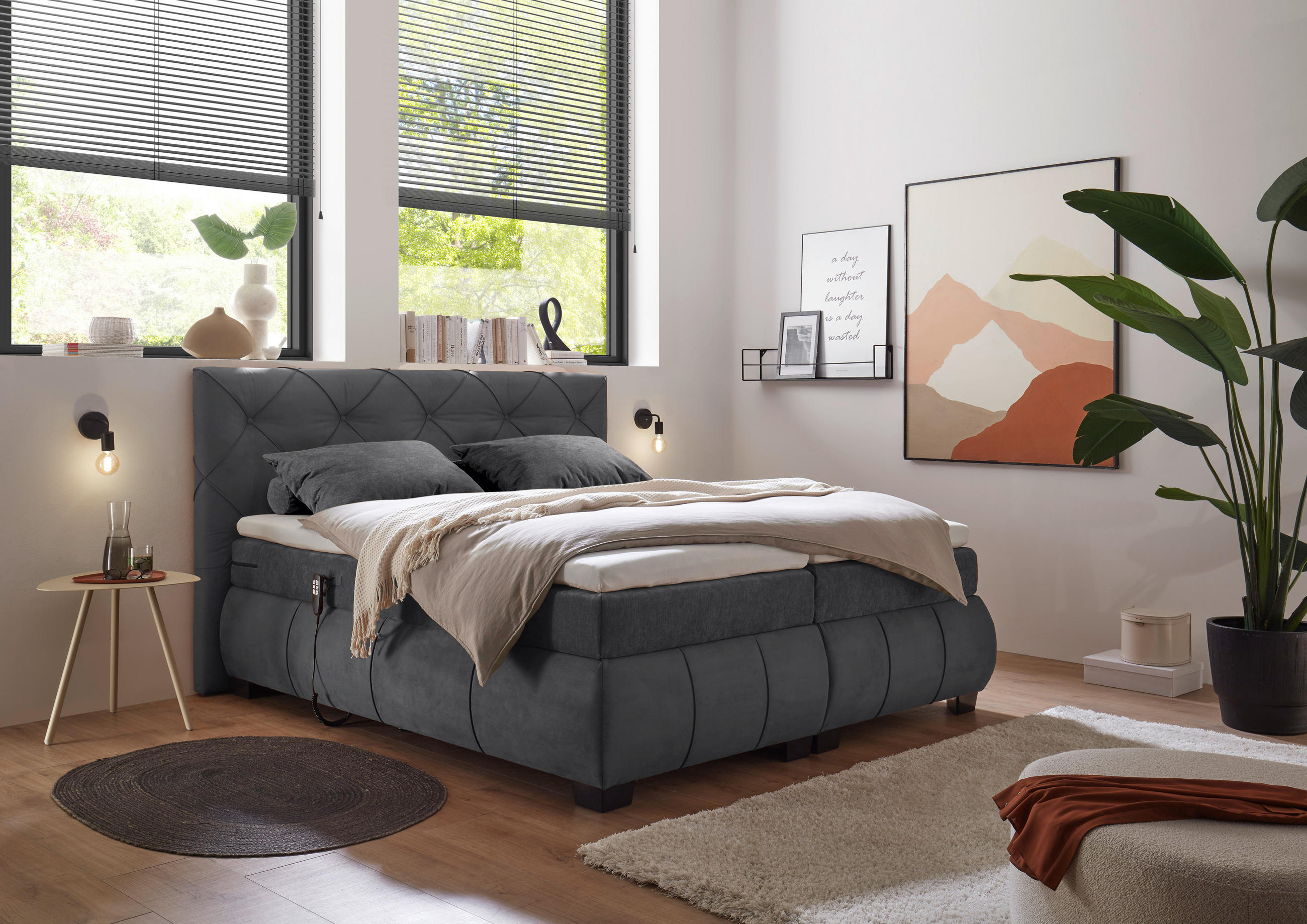 Mid.you Boxspringbett Anthrazit 180x200 cm