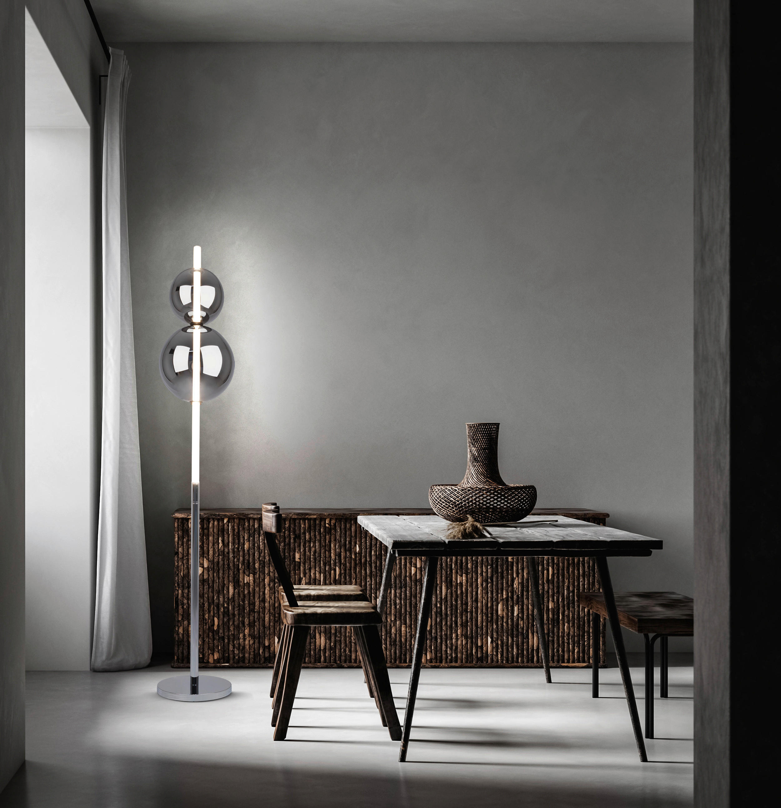 LED-STEHLEUCHTE 25/149,7 cm    - Chromfarben, Design, Glas/Metall (25/149,7cm) - Näve