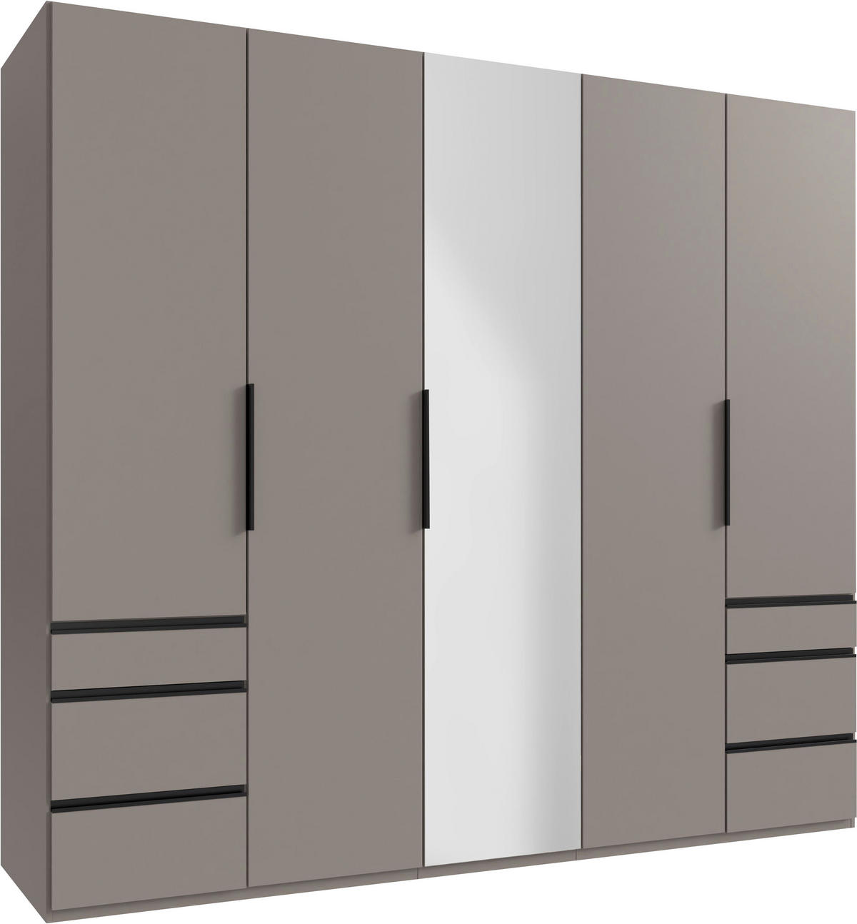 GARDEROB MED GÅNGJÄRN 250/216/58 cm 5-dörrar - sahara/svart, Modern, metall/trämaterial (250/216/58cm) - MID.YOU