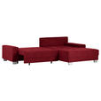 ECKSOFA in Flachgewebe Dunkelrot  - Silberfarben/Dunkelrot, KONVENTIONELL, Holz/Textil (273/192cm) - Carryhome