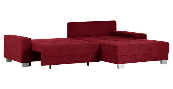 ECKSOFA in Flachgewebe Dunkelrot  - Silberfarben/Dunkelrot, KONVENTIONELL, Holz/Textil (273/192cm) - Carryhome