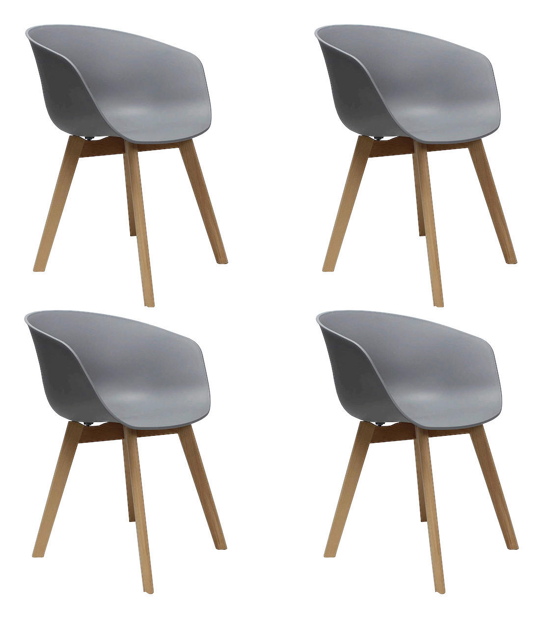 SADA STOLIČIEK S PODRÚČKAMI 4 kus - sivá/prírodná farba, Modern, drevo/plast (60/78,5/44cm) - MID.YOU