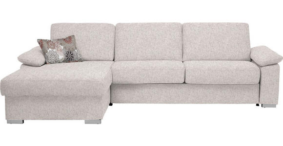 ECKSOFA in Flachgewebe Hellgrau - Chromfarben/Hellgrau, KONVENTIONELL, Textil/Metall (176/285cm) - Novel