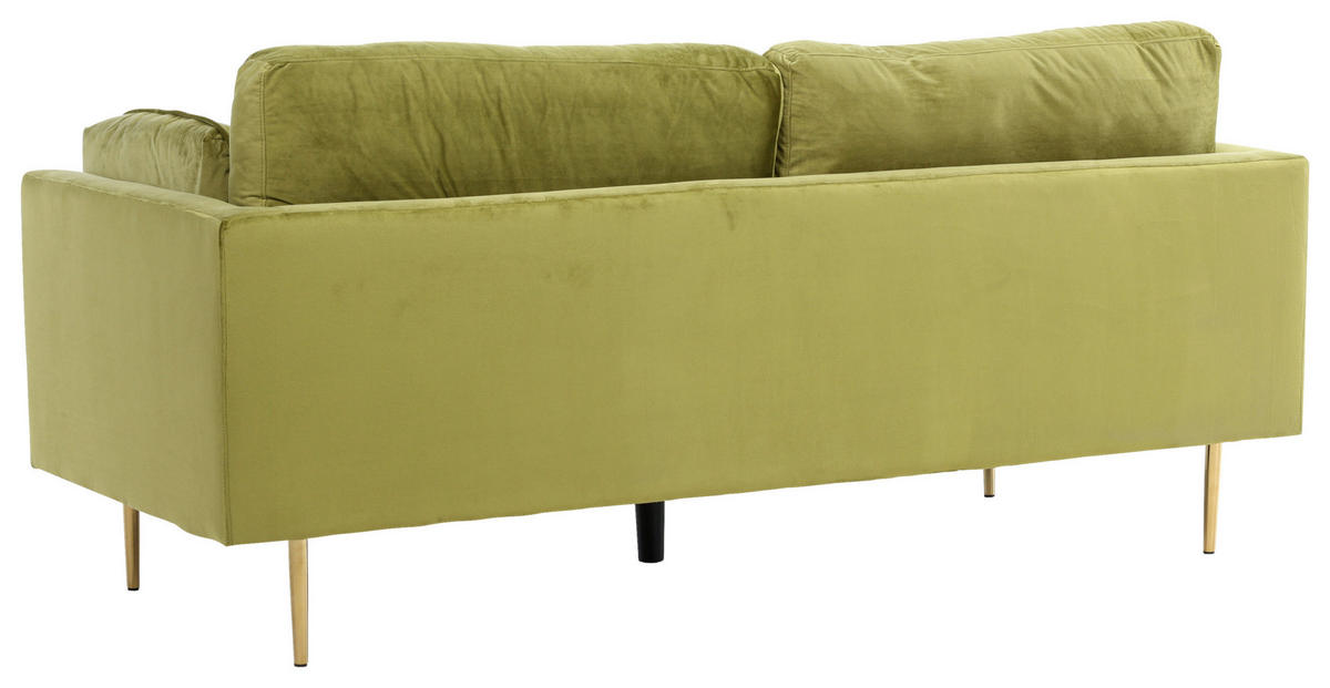2-SITS SOFFA i metall, textil grön, guldfärgad  - grön/guldfärgad, Design, metall/textil (203/84/90cm) - Livetastic