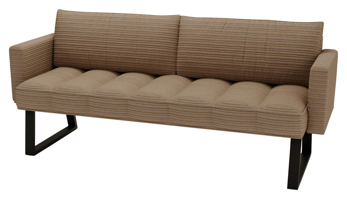 SITZBANK 200/88/69 cm Struktur Braun Metall  - Schwarz/Braun, Design, Textil/Metall (200/88/69cm) - Valdera