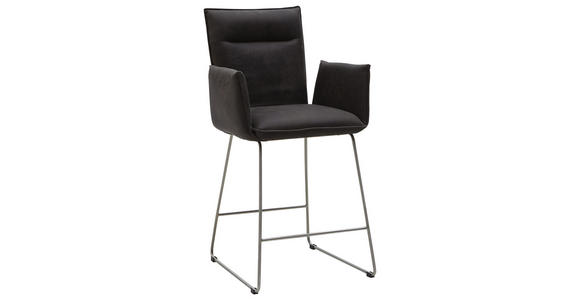 TRESENSTUHL Mikrofaser Anthrazit, Edelstahlfarben - Edelstahlfarben/Anthrazit, Design, Textil/Metall (56/98/62cm) - Valnatura