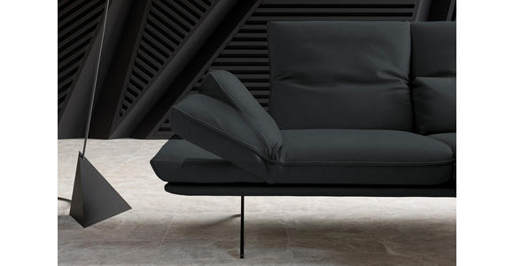 ECKSOFA in Echtleder Grau  - Schwarz/Grau, Design, Leder/Metall (210/130cm) - Dieter Knoll