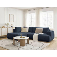 ECKSCHLAFSOFA FUJI Leinenoptik Dunkelblau  inkl.  - Schwarz/Dunkelblau, MODERN, Kunststoff/Textil (204/282cm)
