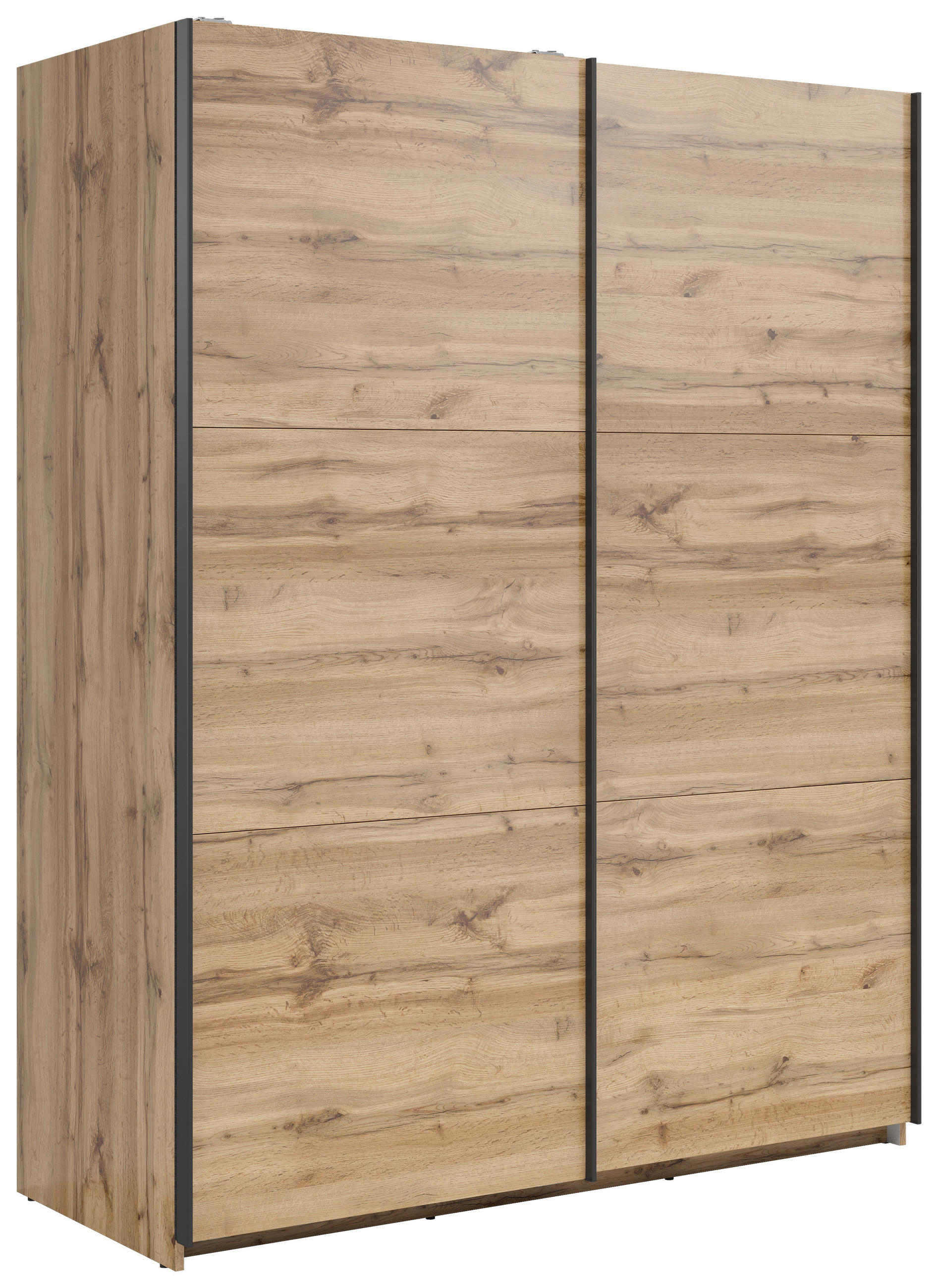 SCHWEBETÜRENSCHRANK 153,5/195,5/60 cm 2-türig Eiche Wotan  - Anthrazit/Eiche Wotan, MODERN, Holzwerkstoff/Metall (153,5/195,5/60cm) - MID.YOU