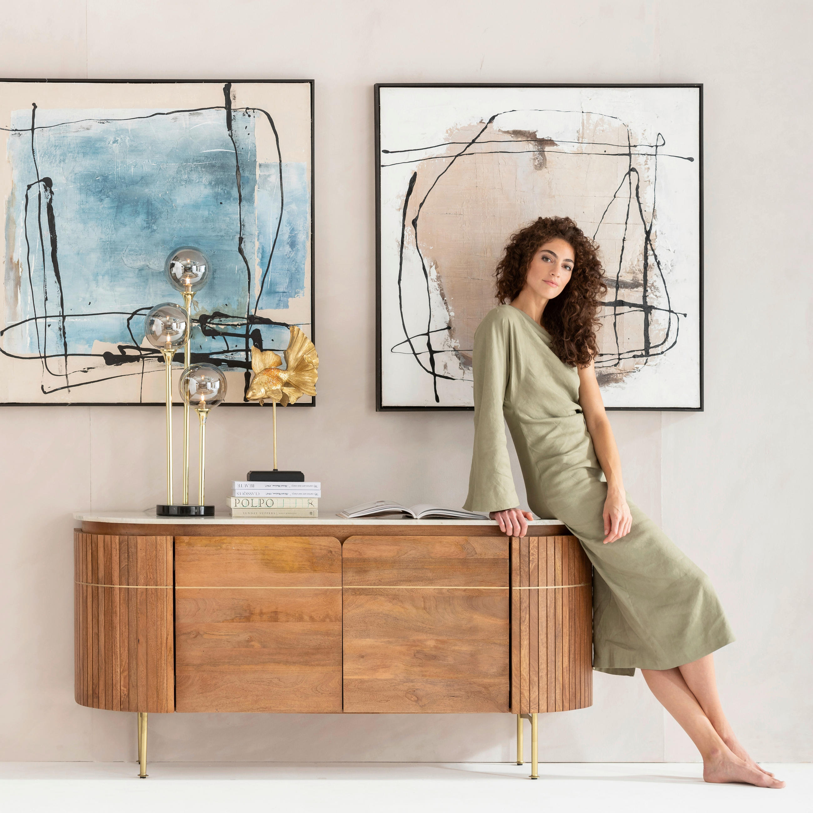 BILD Abstraktes  - Schwarz/Weiß, Design, Holz/Textil (100/100/5cm) - Kare-Design