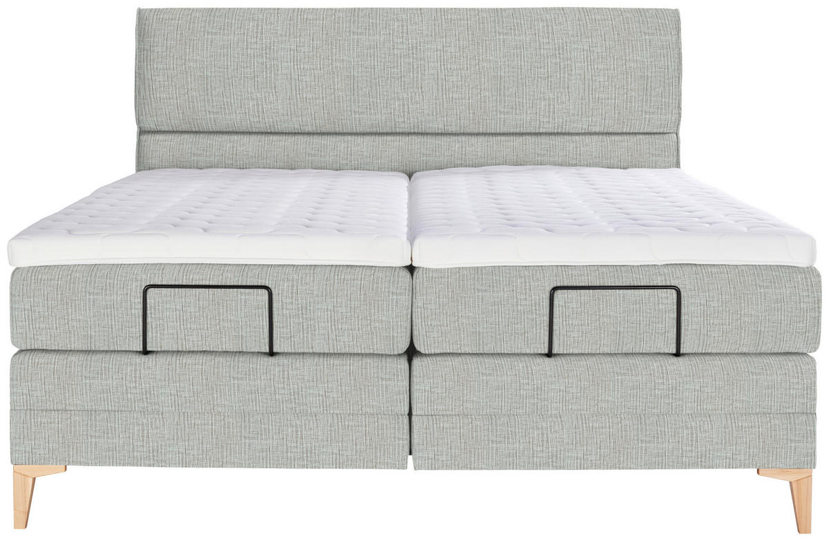 BOXSPRINGBETT 180/200 cm  in Hellgrau  - Eichefarben/Hellgrau, Konventionell, Holz/Textil (180/200cm) - Voleo