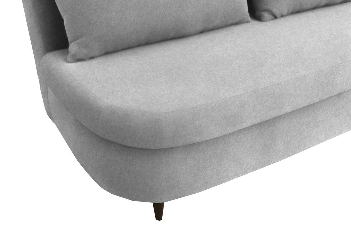 SCHLAFSOFA in Velours Hellgrau  - Hellgrau/Schwarz, Design, Holz/Textil (213/89/105cm) - Novel