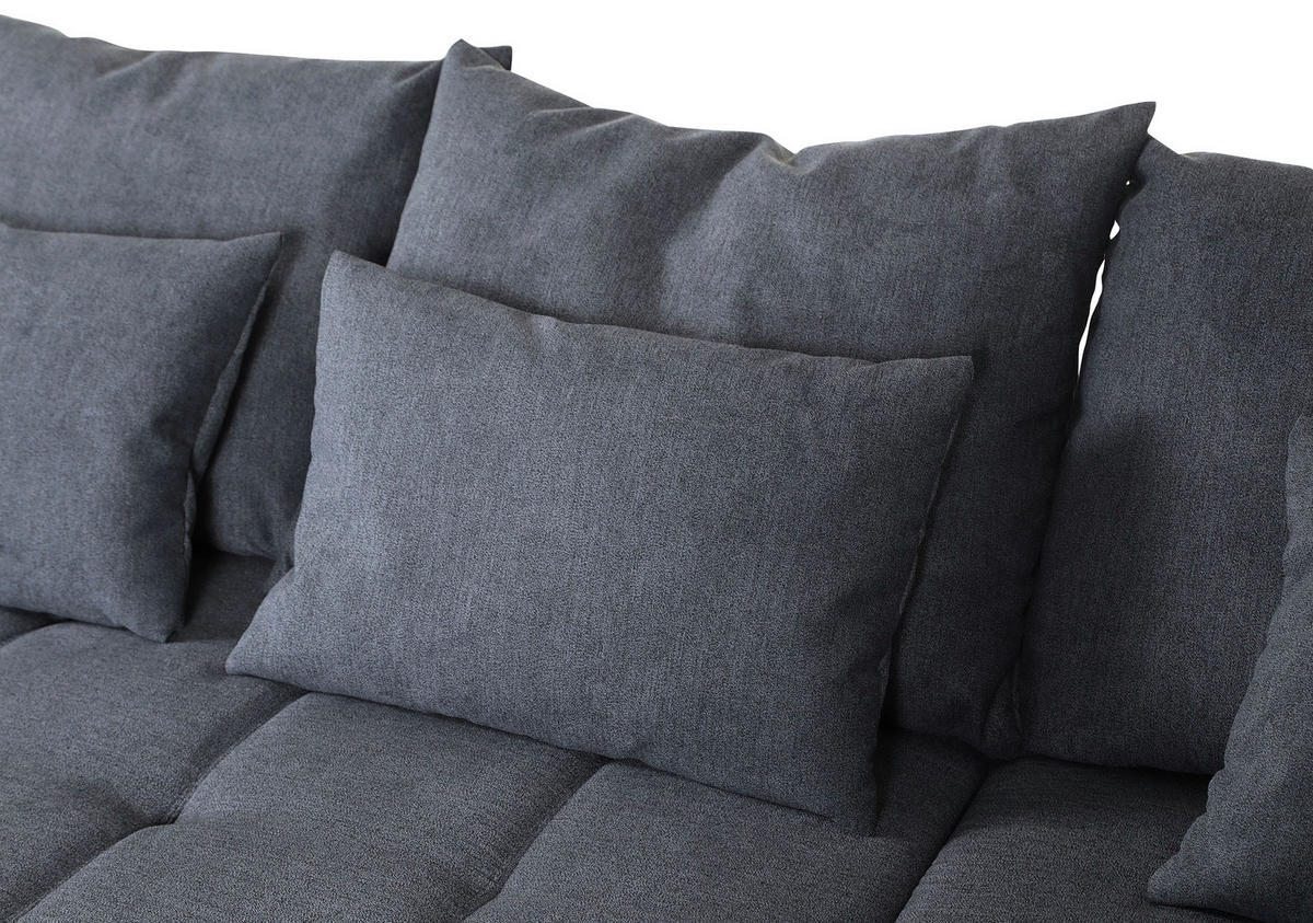ECKSOFA in Flachgewebe Dunkelgrau  - Dunkelgrau/Schwarz, Konventionell, Textil/Metall (300/205cm) - MID.YOU