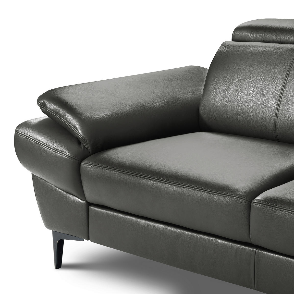 ECKSOFA Lederlook Echtleder Anthrazit  - Anthrazit/Schwarz, Design, Leder/Textil (264/211cm) - Livetastic