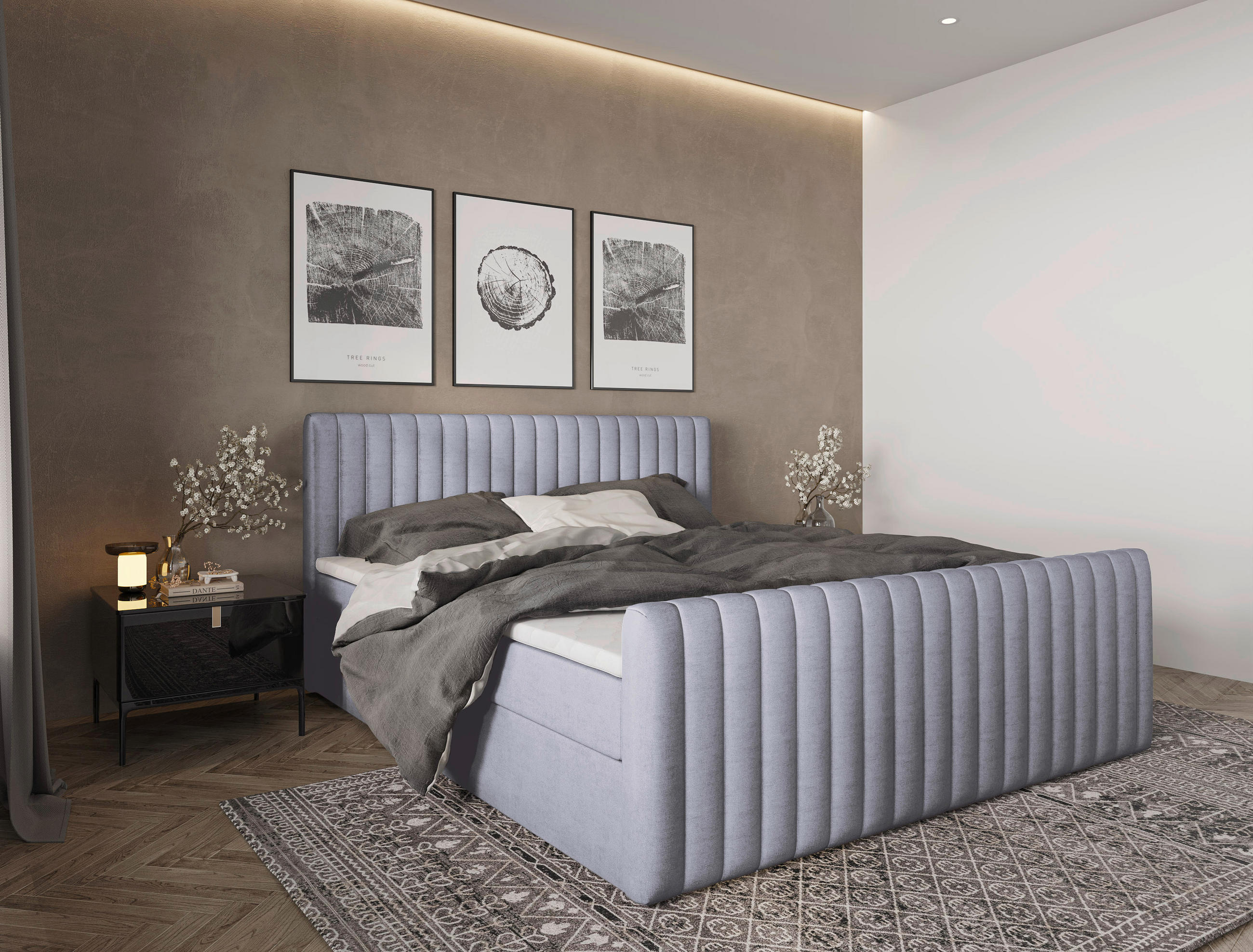 BOXBETT 180/200 cm  in Grau  - Schwarz/Grau, KONVENTIONELL, Holz/Textil (180/200cm) - Carryhome