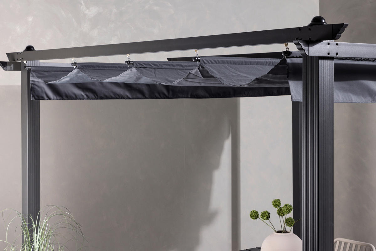 PERGOLA - mörkgrå, Klassisk, metall/textil (295/248/295cm) - Gardenson