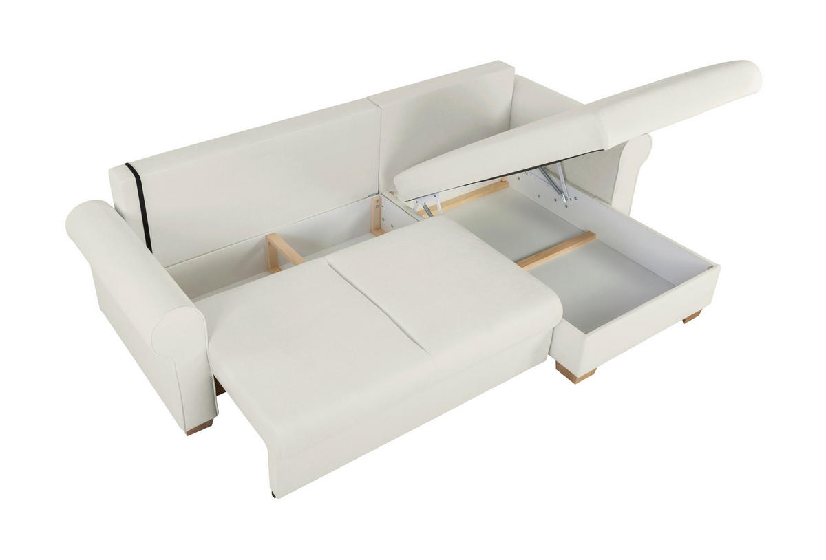 ECKSOFA in Hellgrau  - Buchefarben/Hellgrau, Design, Holz/Textil (266/161cm) - MID.YOU