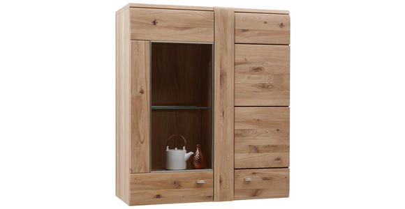 HÄNGEVITRINE Eiche furniert, massiv Eichefarben - Eichefarben/Alufarben, KONVENTIONELL, Glas/Holz (89/103,3/37,7cm) - Voleo