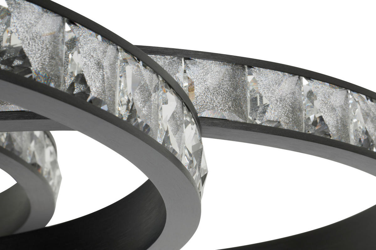 LED-DECKENLEUCHTE Elora 64/15 cm  - Schwarz, Design, Glas/Metall (64/15cm) - Novel