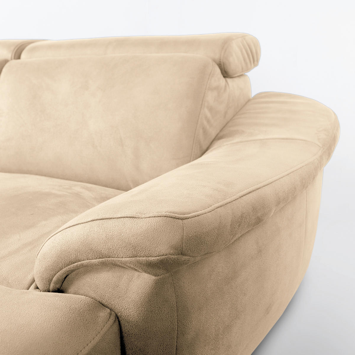 WOHNLANDSCHAFT Mikrofaser Beige  - Wengefarben/Beige, Design, Holz/Textil (273/347/238cm) - Livetastic