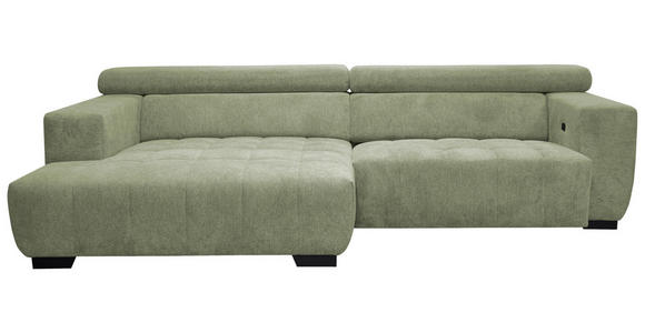 ECKSOFA in Webstoff Olivgrün  - Schwarz/Olivgrün, KONVENTIONELL, Textil/Metall (182/279cm) - Hom`in