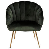 SESSEL in Velours Dunkelgrün  - Dunkelgrün/Goldfarben, Design, Textil/Metall (76/81/76cm) - Livetastic