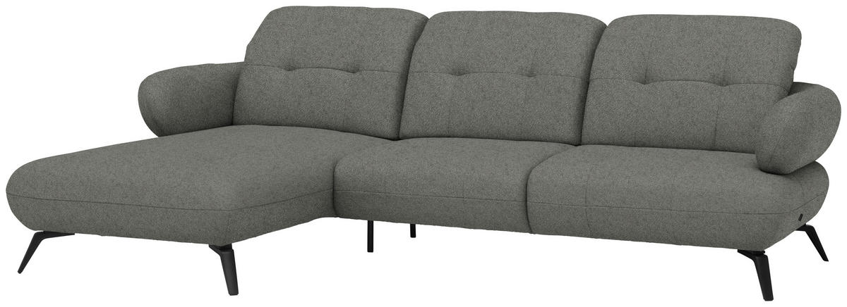 ECKSOFA Chenille Grau  - Schwarz/Grau, Modern, Textil/Metall (180/282cm) - Novel