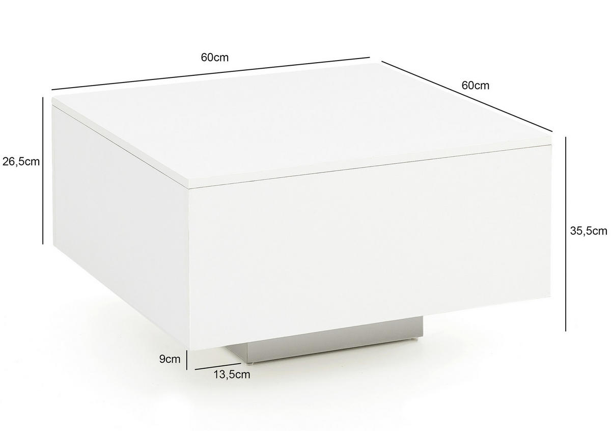 KLUBSKA MIZA, bela  - bela, Moderno, leseni material (60/60/35,5cm) - MID.YOU