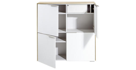 HIGHBOARD 112,6/114,0/37,2 cm - Eichefarben/Weiß, Design, Glas/Holzwerkstoff (112,6/114,0/37,2cm) - Voleo