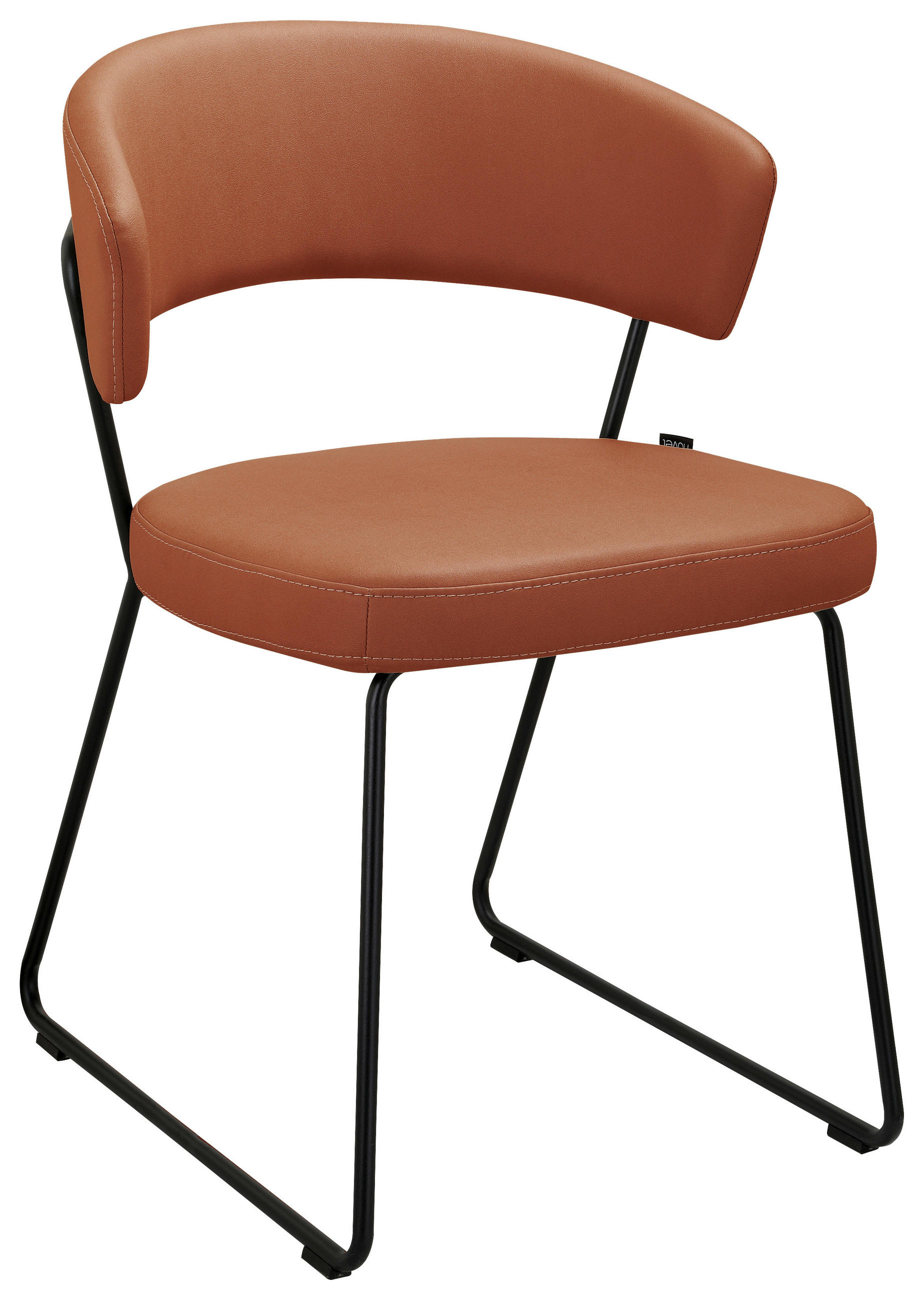 STUHL - Cognac/Schwarz, Design, Textil/Metall (56,5/77/58cm) - Novel