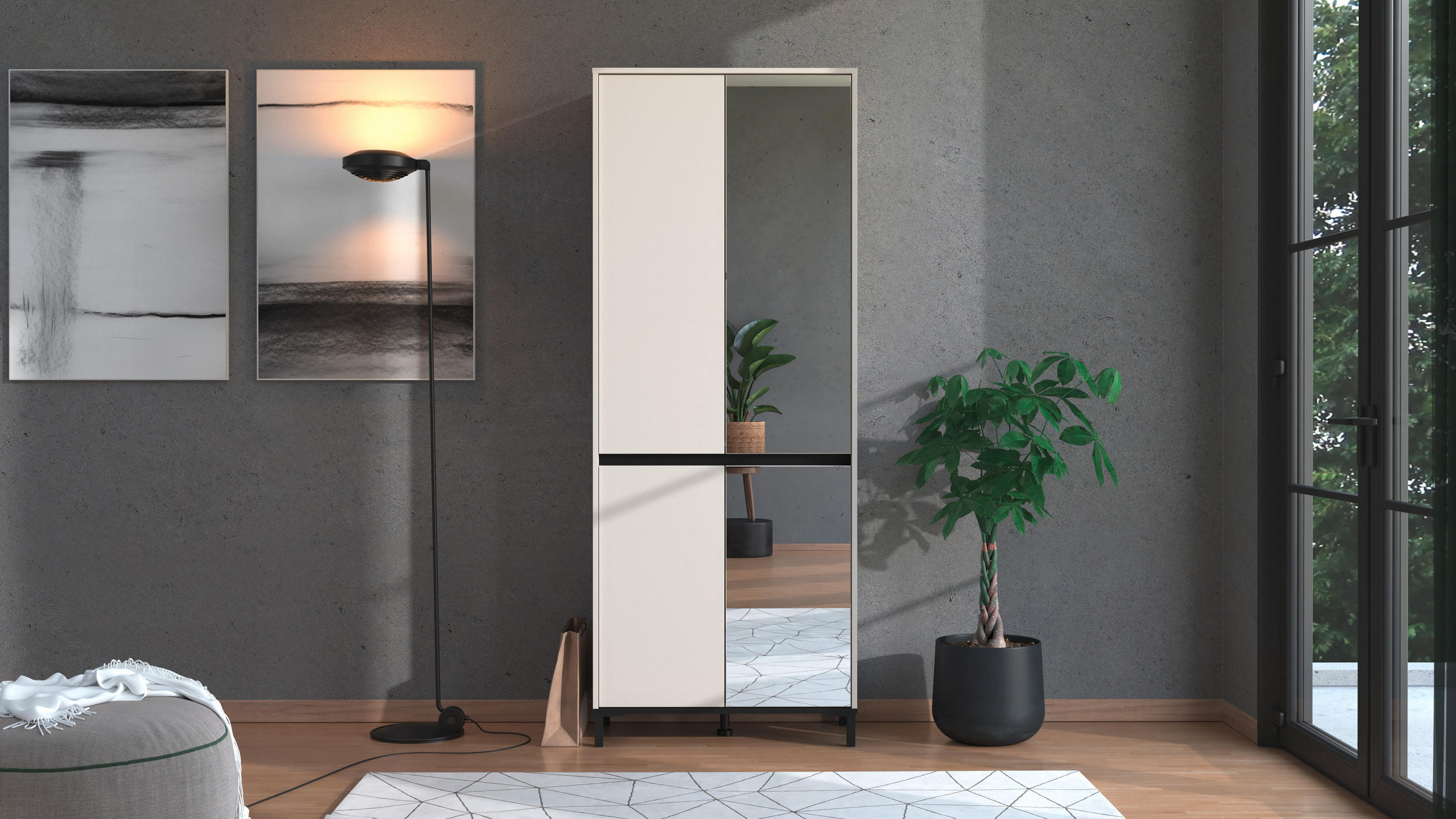 CIPŐSSZEKRÉNY 80/205,5/40 cm  - fekete/kasmír, Basics, faalapú anyag (80/205,5/40cm) - Xora