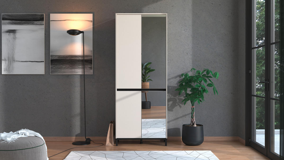 CIPŐSSZEKRÉNY 80/205,5/40 cm  - fekete/kasmír, Basics, faalapú anyag (80/205,5/40cm) - Xora