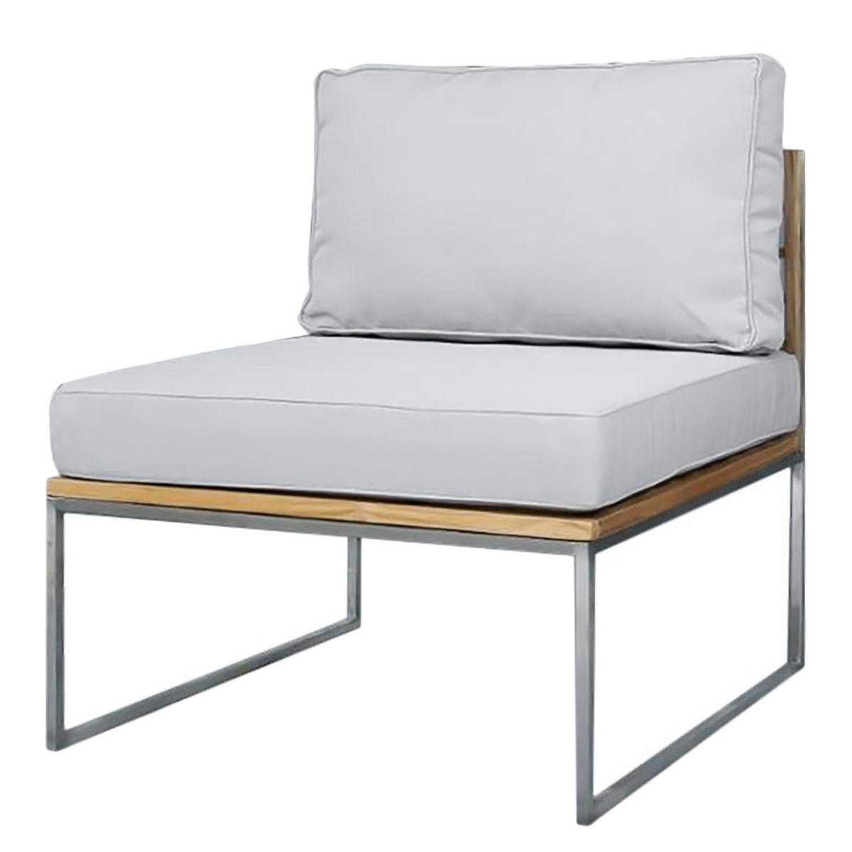 LOUNGEGARNITUR   Edelstahl  - Edelstahlfarben/Hellgrau, MODERN, Textil/Metall - Ambia Garden