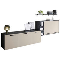 WOHNWAND  in Schwarz, Sandfarben  331/110/48,5 cm  - Sandfarben/Schwarz, Design, Holzwerkstoff/Metall (331/110/48,5cm) - Celina Home