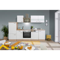 KÜCHENBLOCK 280 cm   in Weiß  - Eichefarben/Alufarben, Basics, Holzwerkstoff/Metall (280cm) - Respekta