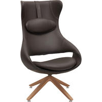 OHRENSESSEL Echtleder Braun, Eichefarben  - Eichefarben/Braun, KONVENTIONELL, Leder/Holz (78/123/83cm) - Voglauer