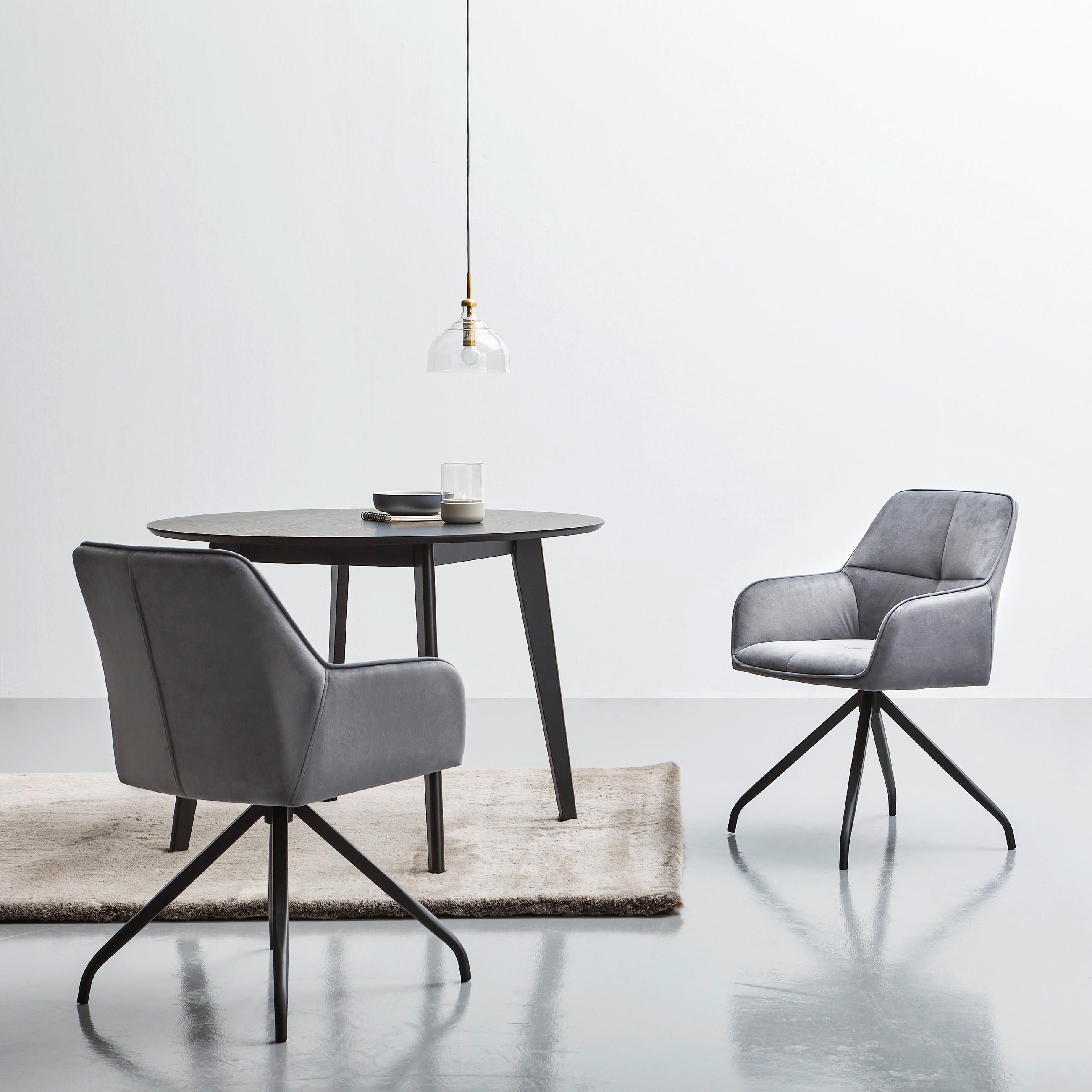 ARMLEHNSTUHL  in Eisen Samt  - Schwarz/Grau, MODERN, Holz/Textil (57/83,5/60cm) - Livetastic