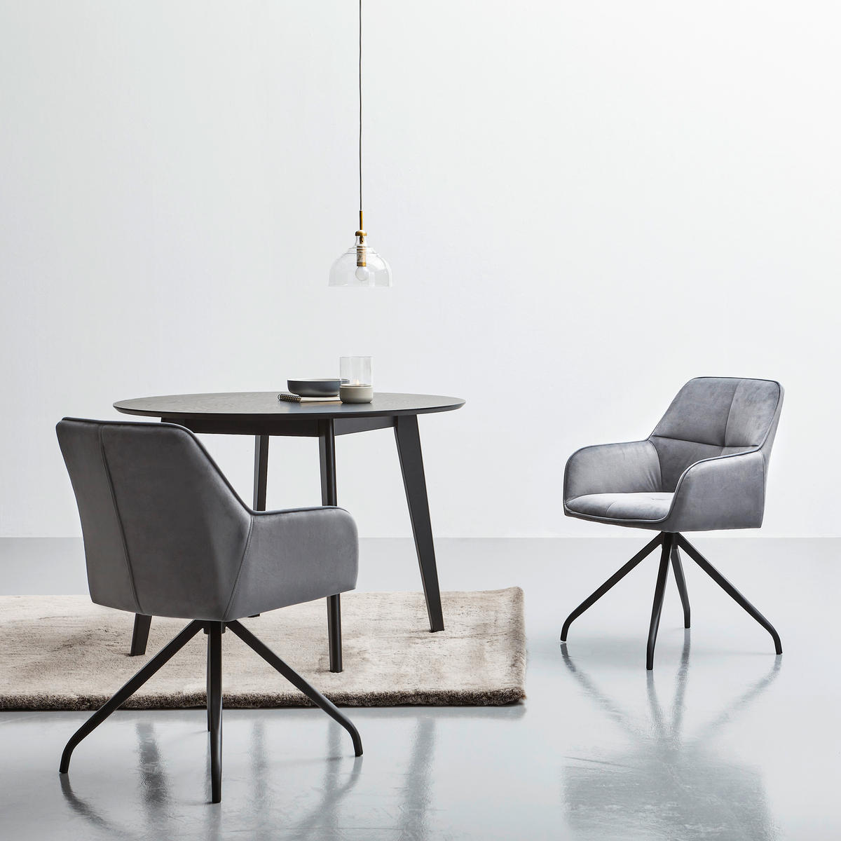 ARMLEHNSTUHL  in Eisen Samt  - Schwarz/Grau, MODERN, Holz/Textil (57/83,5/60cm) - Livetastic