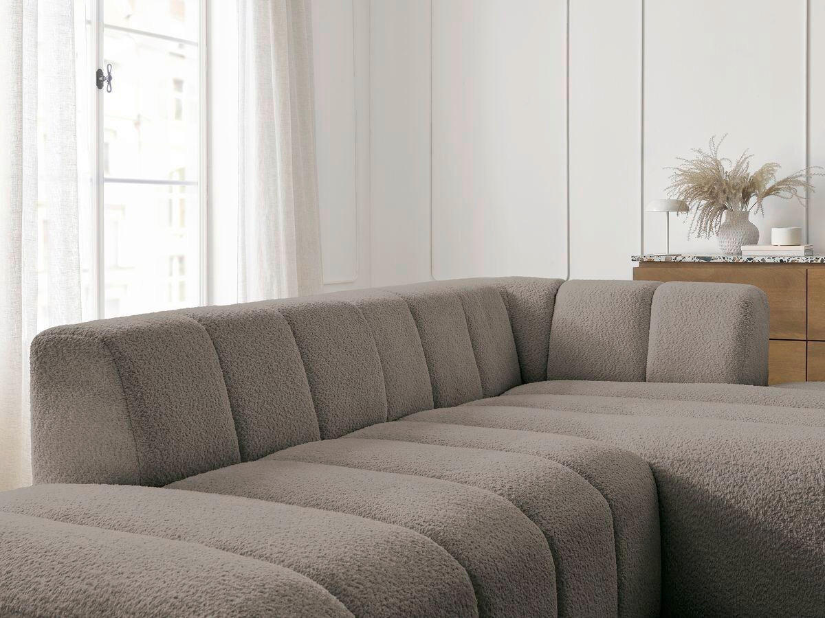 ECKSOFA Ottomane rechts  ANNECY Taupe Bouclé  - Taupe/Schwarz, MODERN, Kunststoff/Textil (262/170cm)