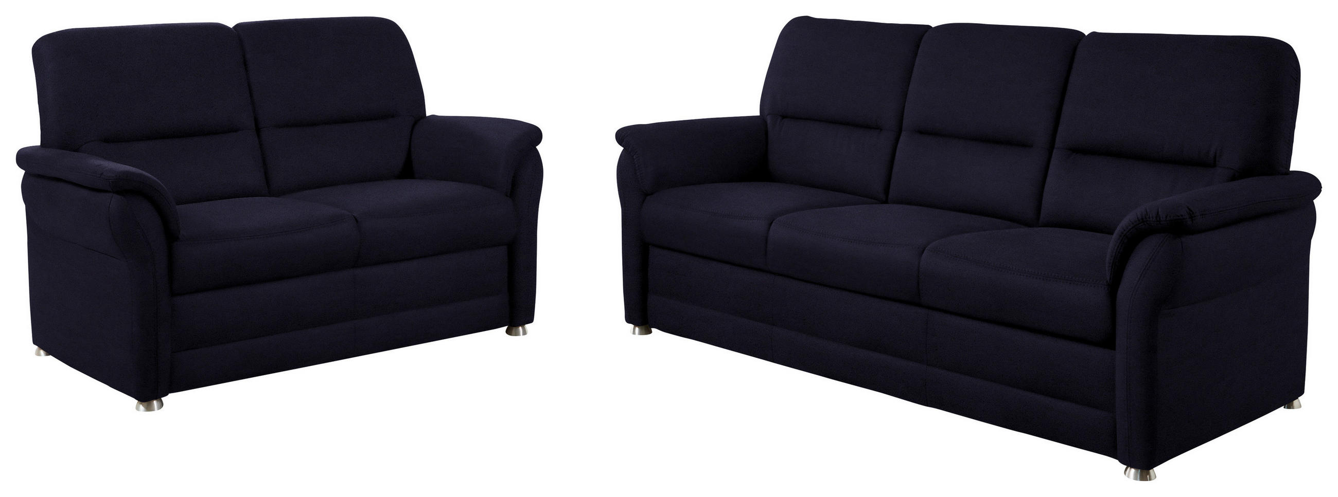SITZGARNITUR Mikrofaser Schwarz  - Alufarben/Schwarz, KONVENTIONELL, Textil/Metall (192/96/89cm) - Beldomo Comfort