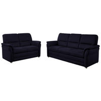 SITZGARNITUR Mikrofaser Schwarz  - Alufarben/Schwarz, KONVENTIONELL, Textil/Metall (192/96/89cm) - Beldomo Comfort