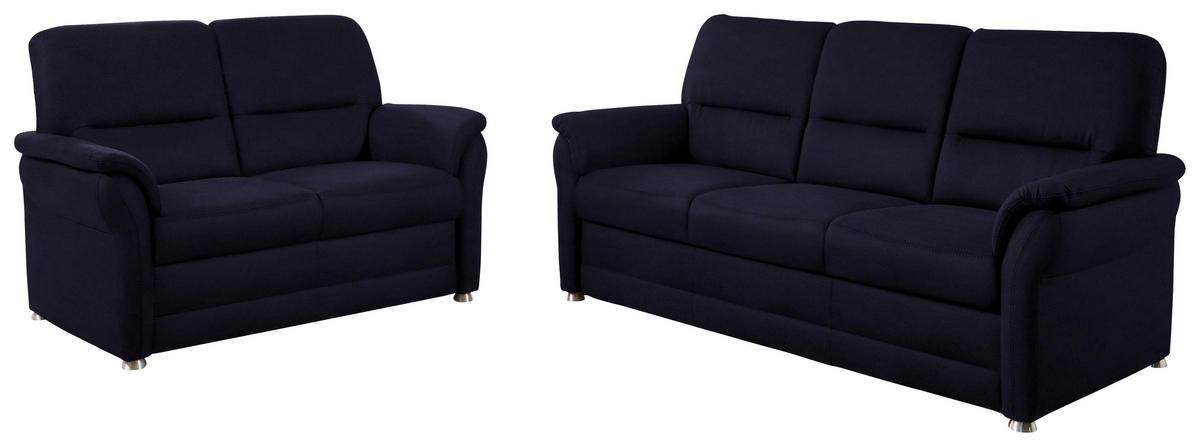 SITZGARNITUR Mikrofaser Schwarz  - Alufarben/Schwarz, KONVENTIONELL, Textil/Metall (192/96/89cm) - Beldomo Comfort