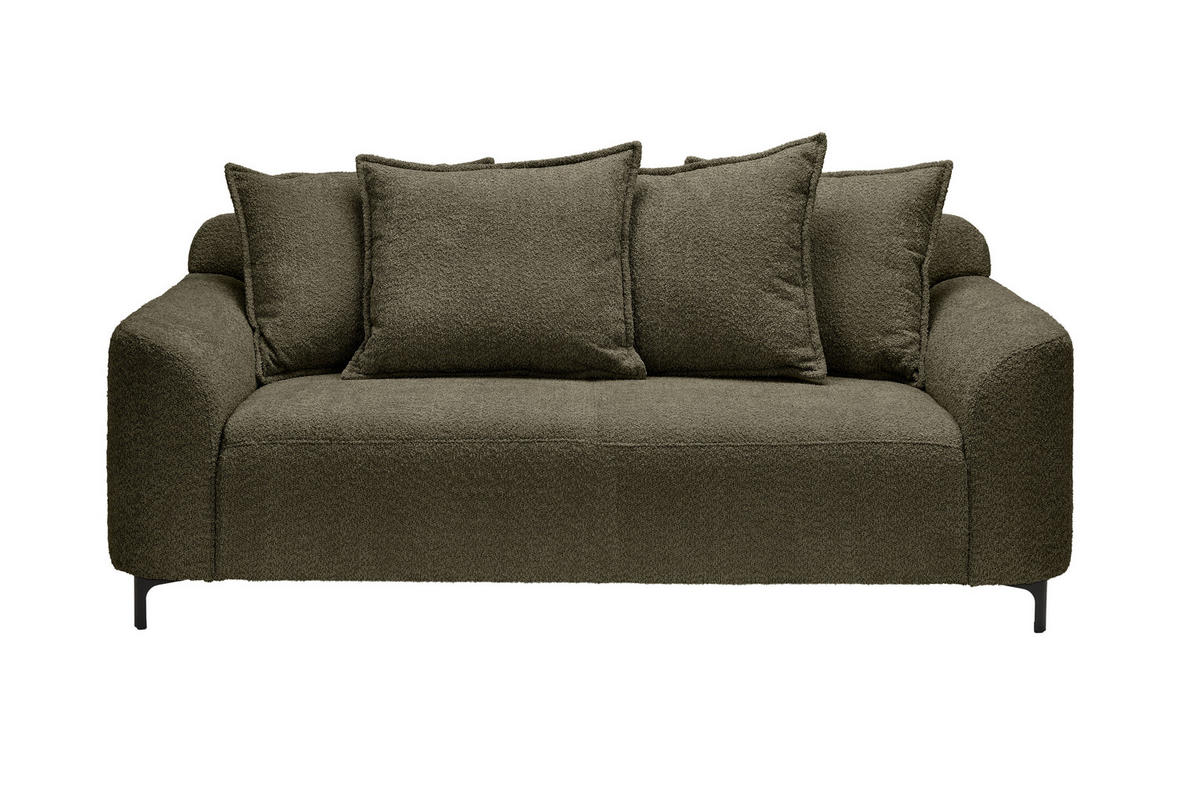 2,5-SITZER  in Chenille Dunkelgrün  - Dunkelgrün/Schwarz, KONVENTIONELL, Textil/Metall (200/84/99cm) - Carryhome