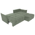 ECKSOFA Salbeigrün Plüsch Zierkissen, Rückenkissen, Bettkasten, Schlaffunktion, Rücken echt, Liegefläche im Originalstoff  - Salbeigrün/Schwarz, KONVENTIONELL, Kunststoff/Textil (253/192cm) - Carryhome