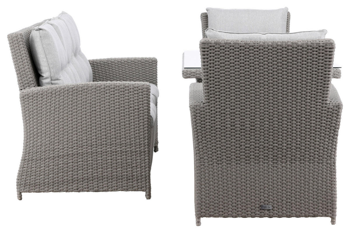 LOUNGESET 2 delar  - grå, Klassisk, glas/plast - Gardenson